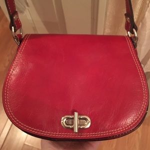 Floto Red Leather Saddlebag/Crossbody
